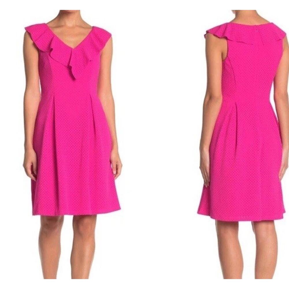 Eliza J Nordstrom Fuchsia Dress 10 Fit Flare New Perforated Lined